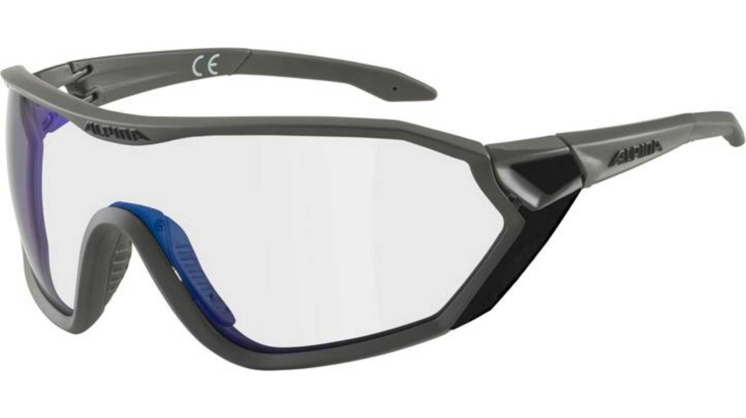 Alpina S-Way V Sportbrille moon-grey matt/varioflexmirror+ blue