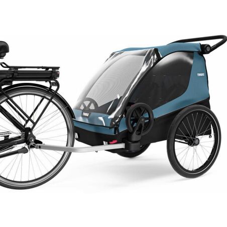 Thule Courier Fahrradanh&auml;nger inkl. Buggy-Kits bis zu zwei Kinder aegean blue