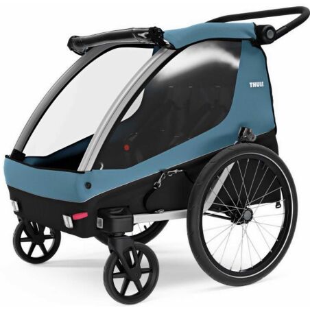 Thule Courier Fahrradanh&auml;nger inkl. Buggy-Kits bis zu zwei Kinder aegean blue