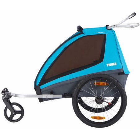 Thule Coaster XT Fahrradanh&auml;nger-Set mit Buggy-Set f&uuml;r zwei Kinder blue