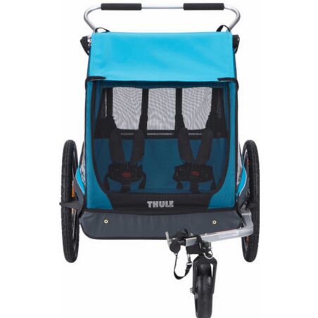 Thule Coaster XT Fahrradanh&auml;nger-Set mit Buggy-Set f&uuml;r zwei Kinder blue