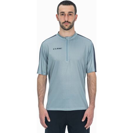 Cube ATX Trikot Half Zip CMPT Kurzarm grey