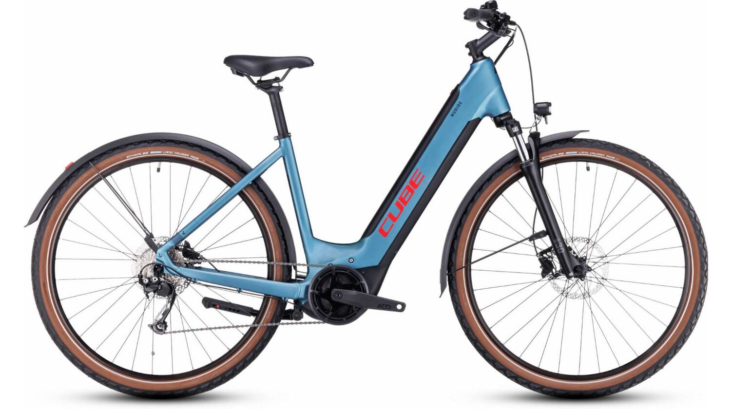 Cube Nuride Hybrid Performance Allroad 500 Wh E-Bike Easy Entry 28" metalblue´n´red