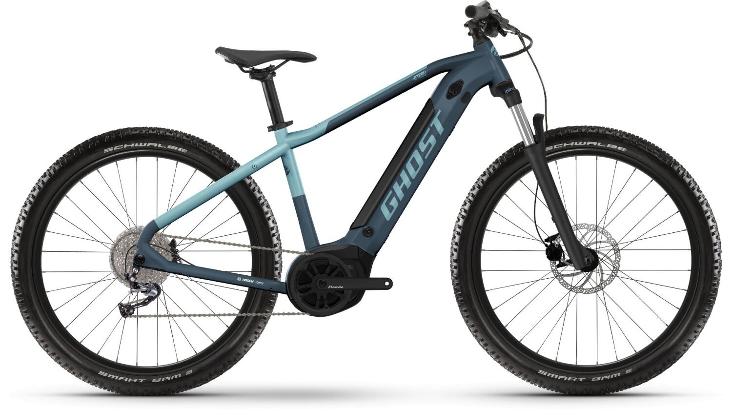 Ghost E-Teru Essential 500 Wh E-Bike Hardtail Diamant dark grey/met. light blue - glossy