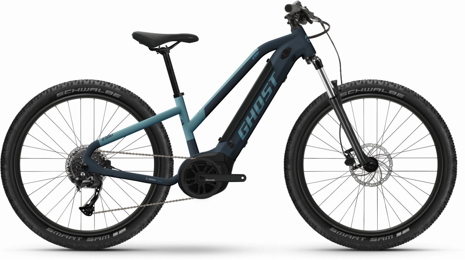 Ghost E-Teru B 500 Wh E-Bike Hardtail Trapez 27,5" dark grey/met. light blue - glossy XS