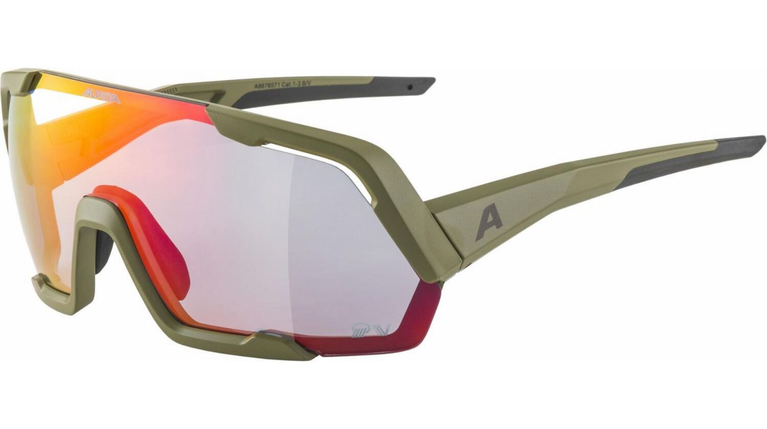 Alpina Rocket QV Sportbrille olive matt/mirror rainbow