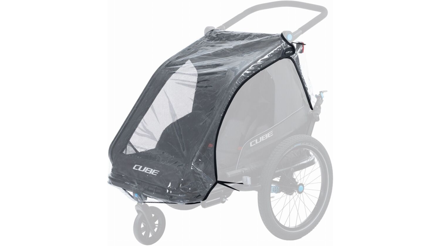 Cube Regenschutz fr Kinder Fahrradanhnger Double CMPT transparent