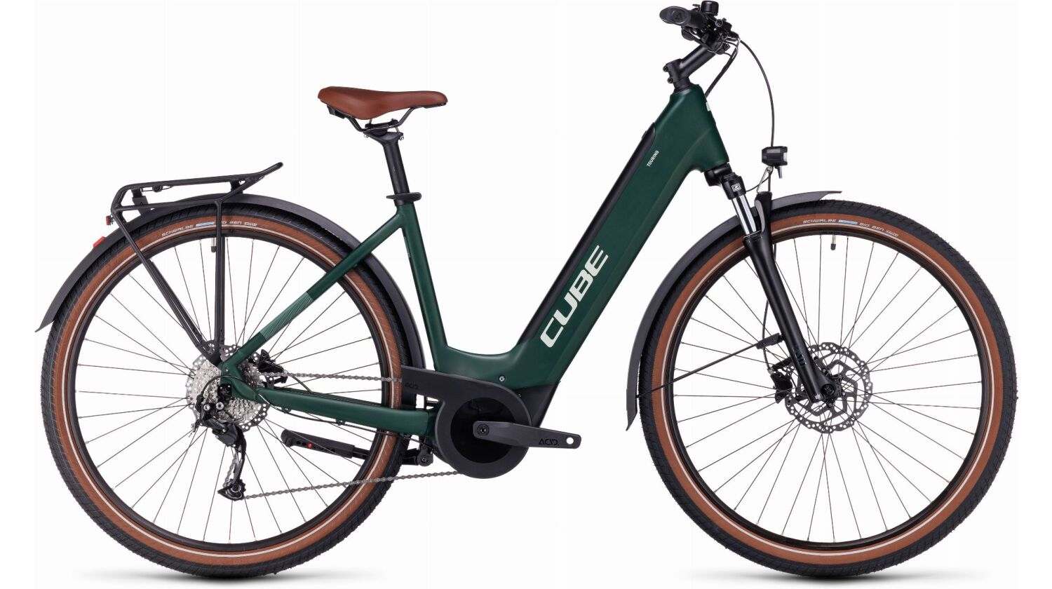 Cube Touring Hybrid One 500 Wh E-Bike Easy Entry 28" darkgreen´n´green