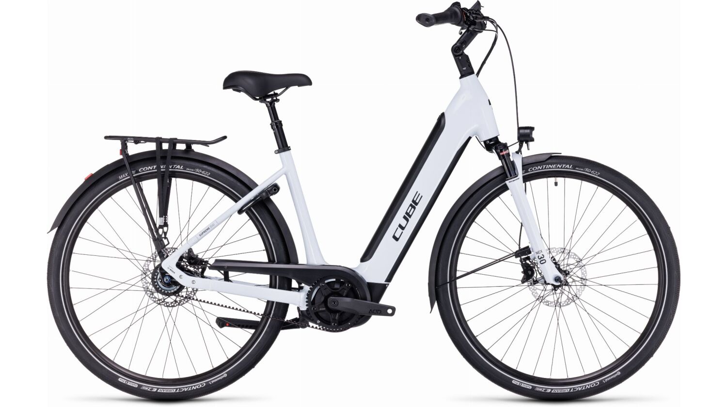 Cube Supreme Hybrid EXC 500 Wh E-Bike Easy Entry 28" flashwhite´n´black