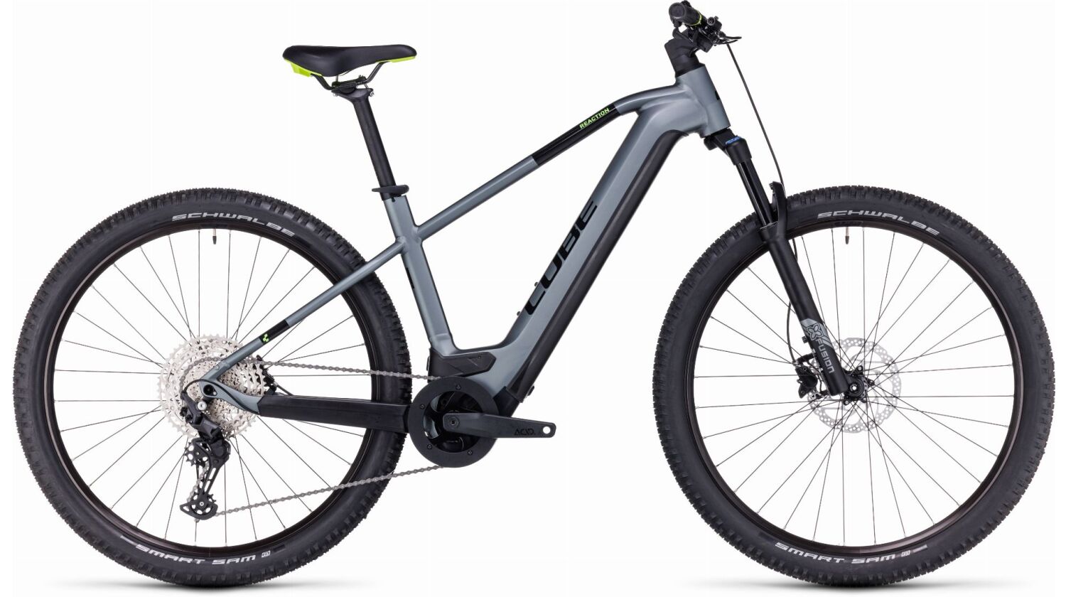 Cube Reaction Hybrid Pro 625 Wh E-Bike Hardtail Diamant flashgrey´n´green