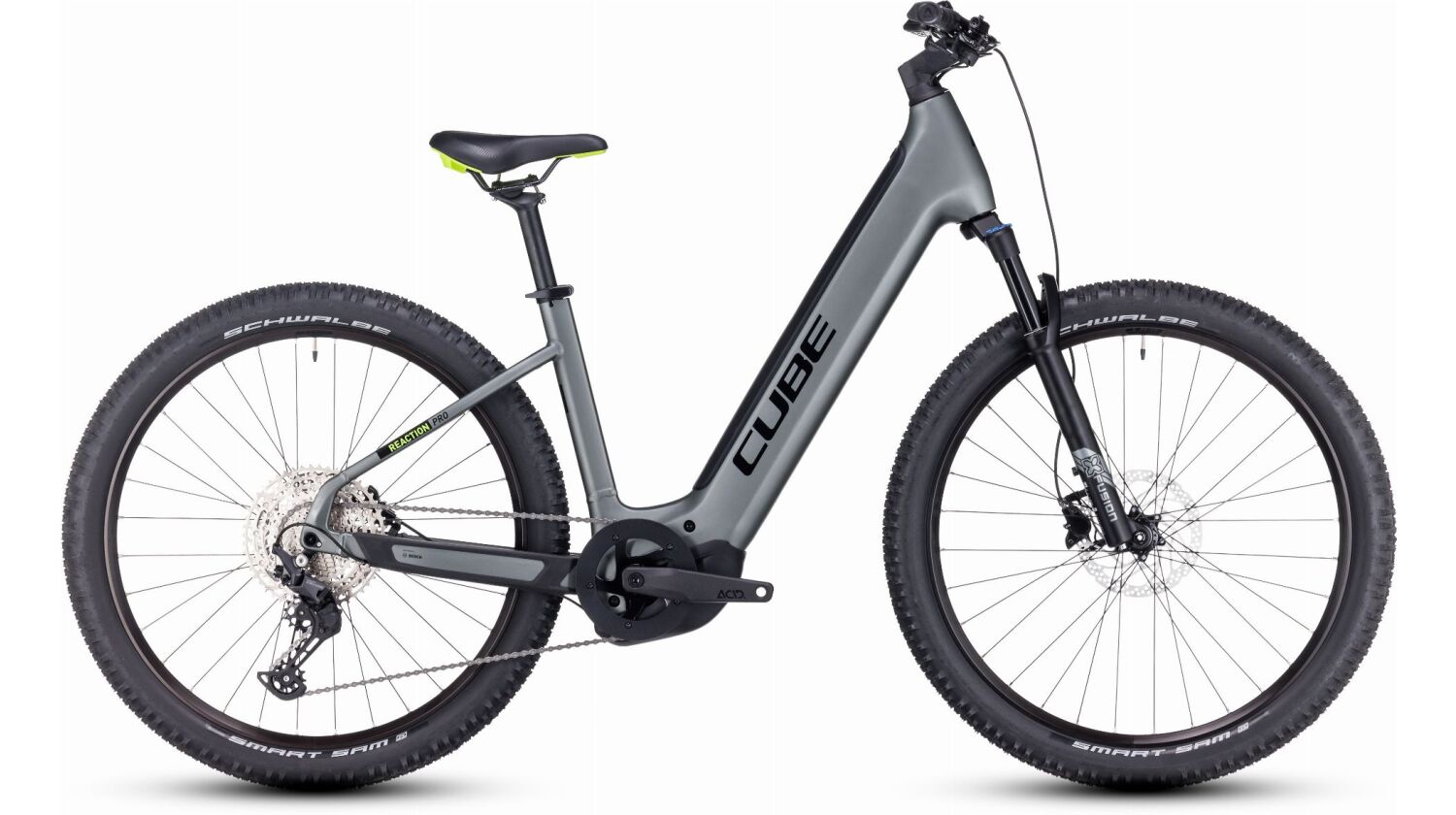 Cube Reaction Hybrid Pro 750 Wh E-Bike Hardtail Easy Entry 27,5" flashgrey´n´green