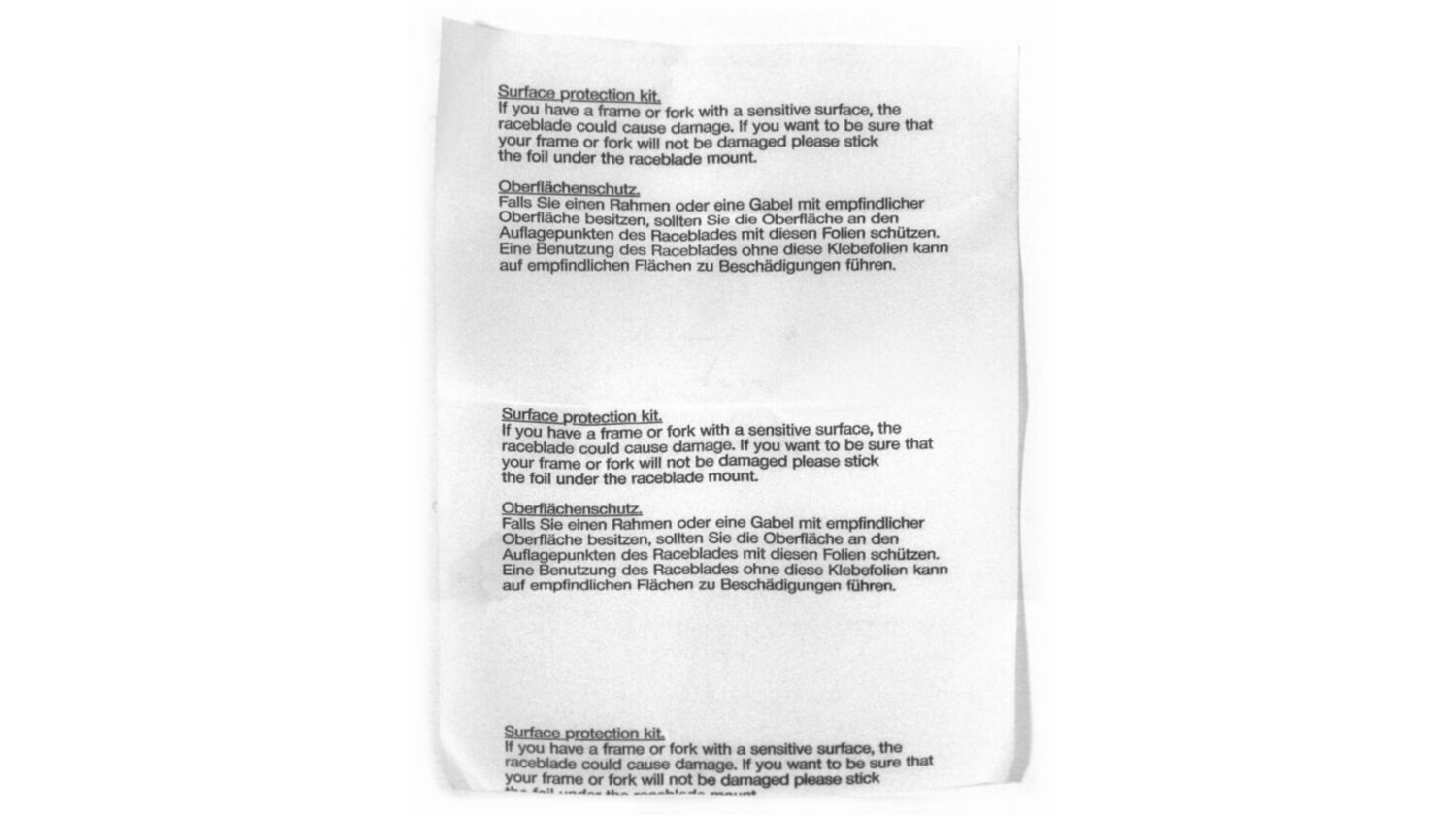 SKS Rahmenschutzfolie 4er-Set clear 80 x 29 mm für Speedrocker