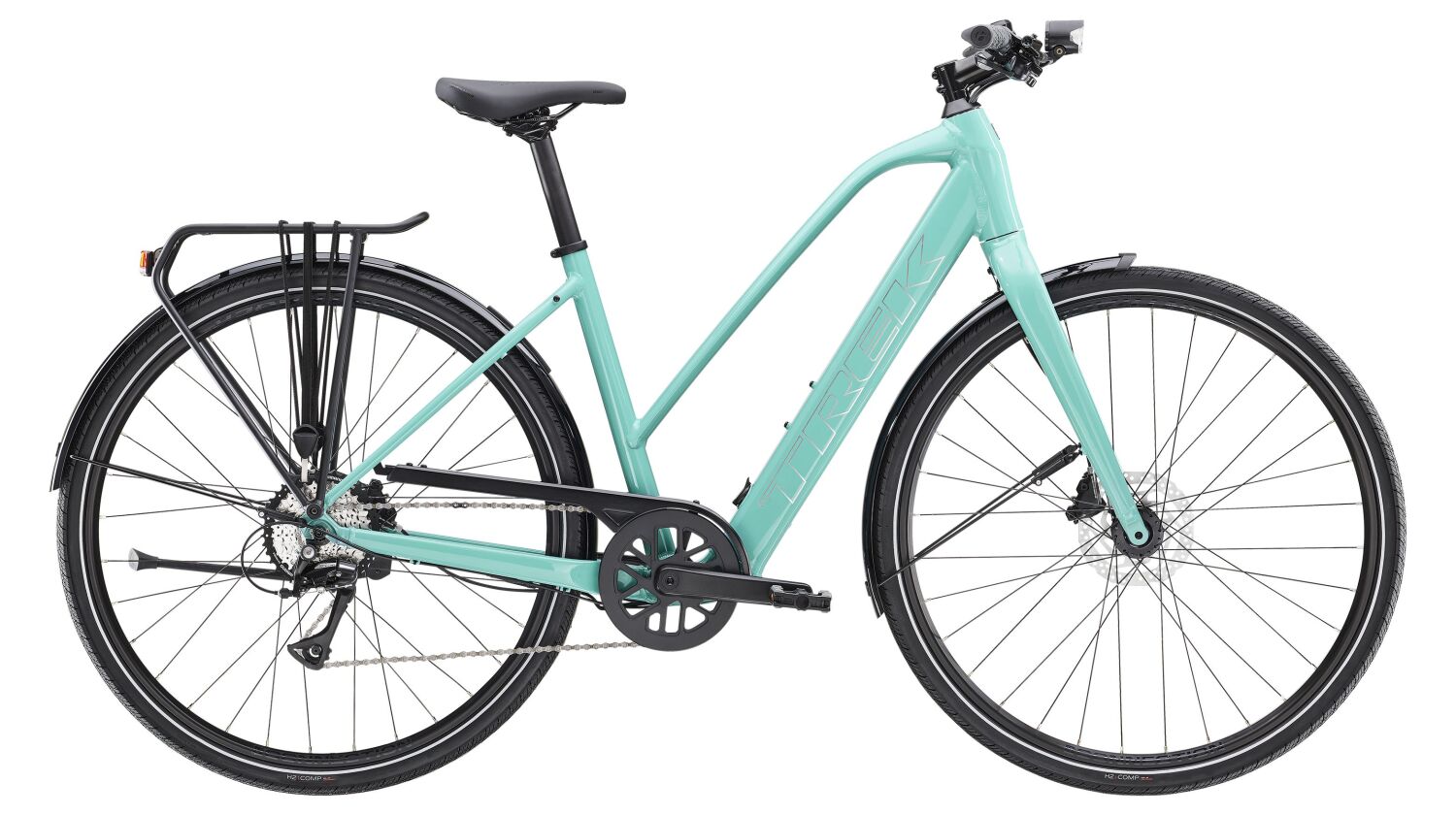 Trek FX+ 2 Stagger LT 250 Wh E-Bike Trapez 28" blue sage