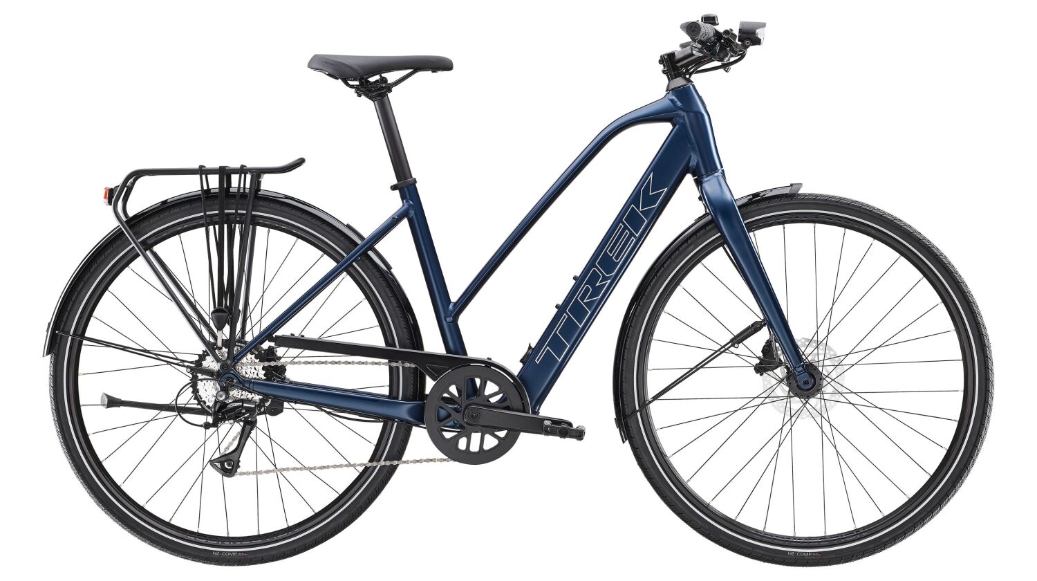 Trek FX+ 2 Stagger LT 250 Wh E-Bike Trapez 28" satin mulsanne blue