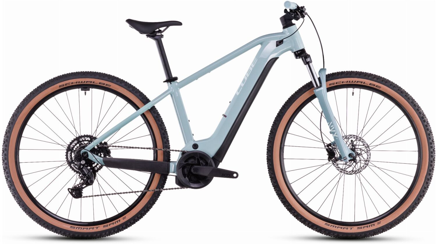 Cube Reaction Hybrid Performance 625 Wh E-Bike Hardtail Diamant skylightblue´n´white