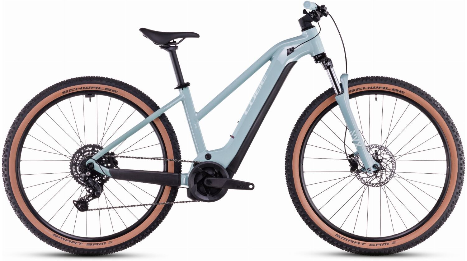 Cube Reaction Hybrid Performance 625 Wh E-Bike Hardtail Trapeze skylightblue´n´white