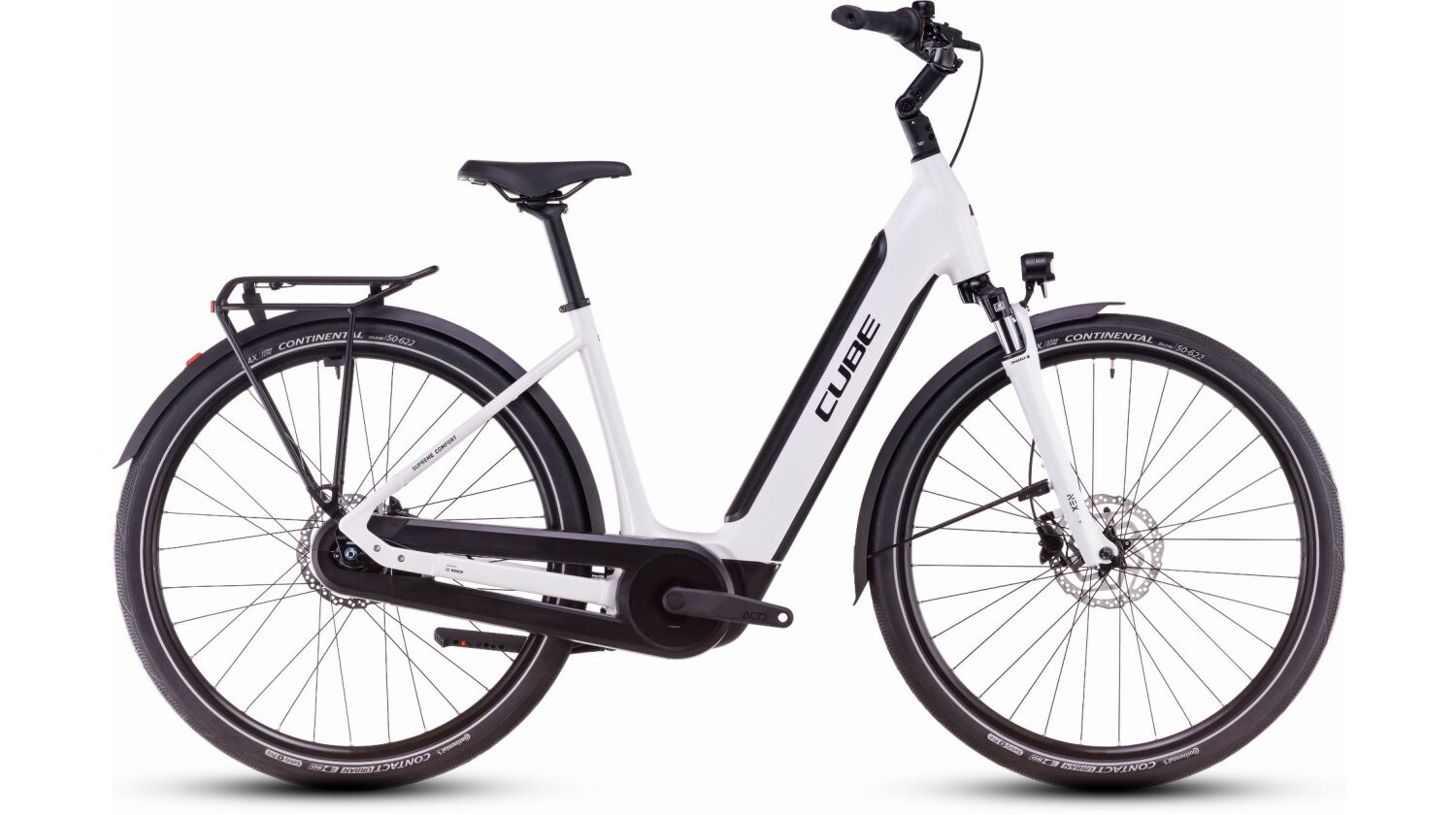 Cube Supreme Hybrid Comfort One 500 Wh E-Bike Easy Entry metallicwhite´n´black