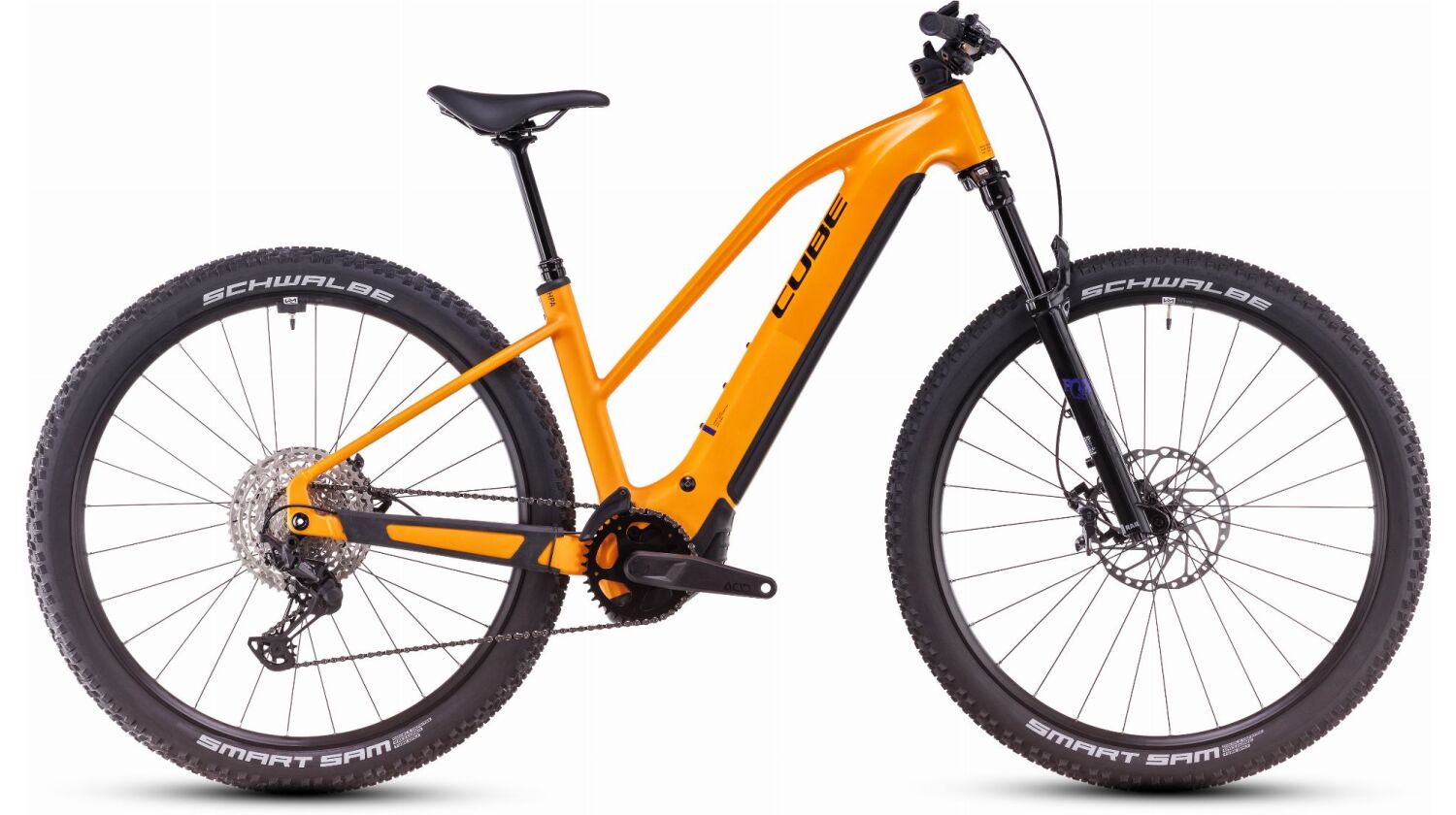 Cube Reaction Hybrid SLX 800 Wh E-Bike Hardtail Trapeze spectraorange´n´violet