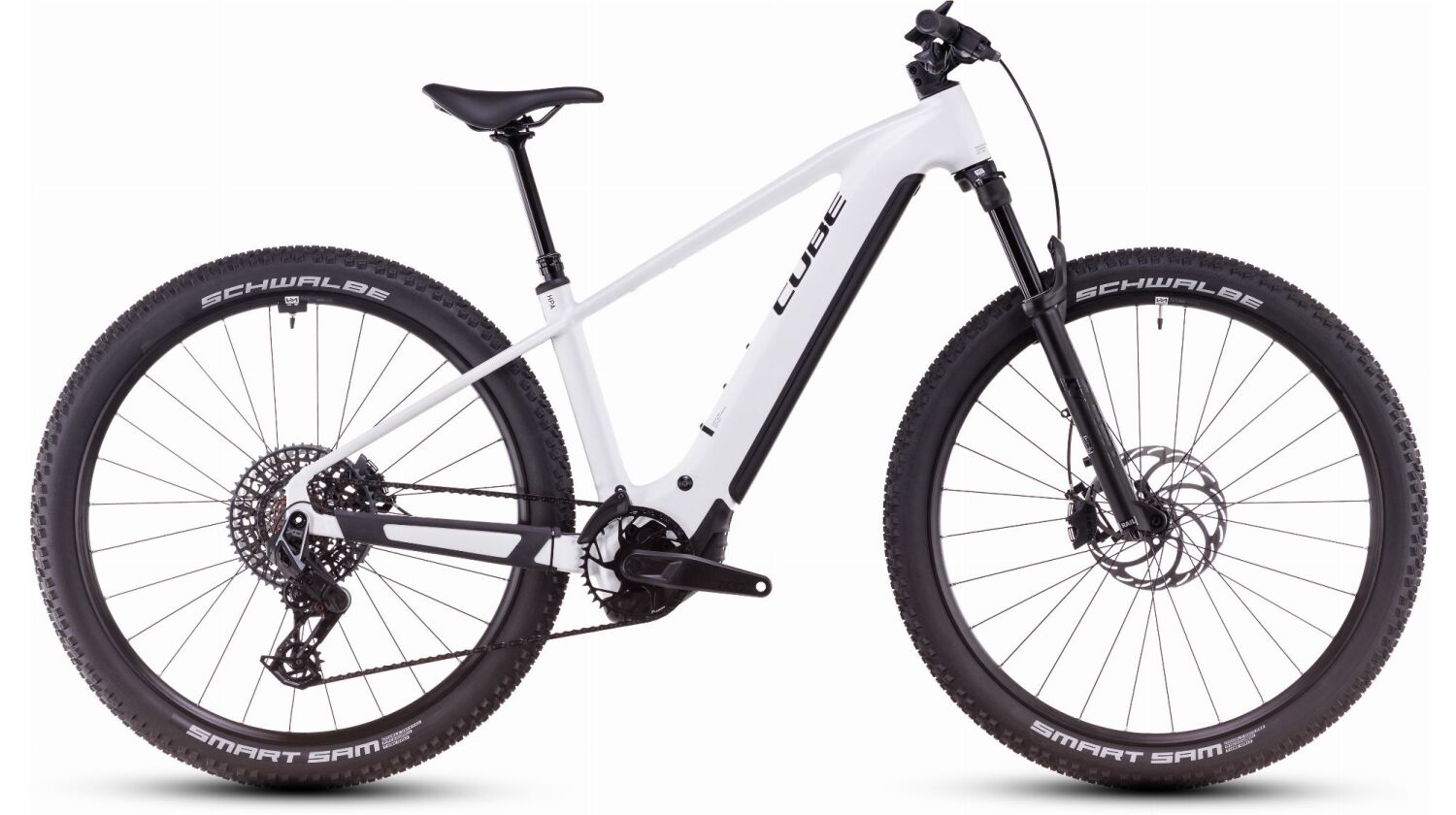 Cube Reaction Hybrid SLT 800 Wh E-Bike Hardtail Diamant metallicwhite´n´black