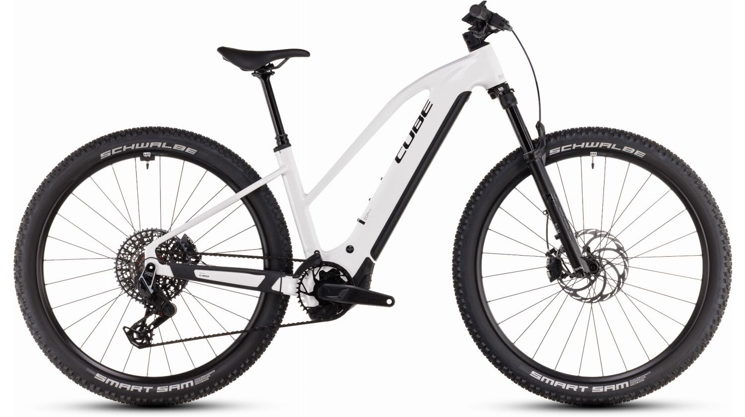 Cube Reaction Hybrid SLT 800 Wh E-Bike Hardtail Trapeze metallicwhite´n´black