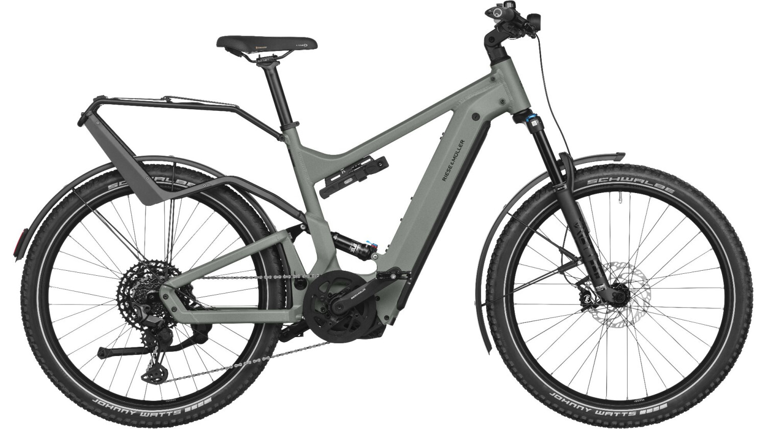 Riese & Müller Delite4 GT touring, 750 Wh E-Bike Diamant 27,5" Gepäckträger, GX mit Fox Federung, RX,  Kiox 300, tundra grey matt TB 51 cm