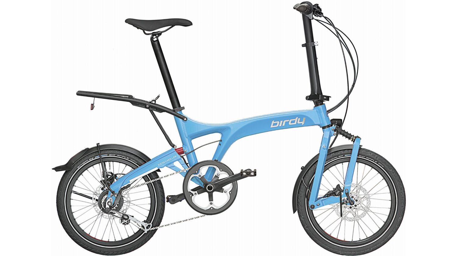 Riese & Müller Birdy touring Faltrad 18" Comfort Vorbau, Gepäckträger , cyan TB, universal