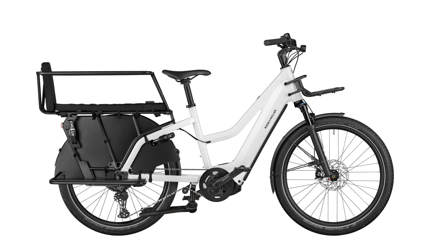 Riese & Müller Multicharger2 Mixte GT family T 625 Wh E-Lastenrad 26" pearl white/black matt 47 cm TB