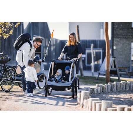 Ausstellungsst&uuml;ck - Thule Courier Fahrradanh&auml;nger inkl. Buggy-Kits bis zu zwei Kinder aegean blue