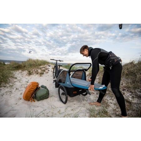 Ausstellungsst&uuml;ck - Thule Courier Fahrradanh&auml;nger inkl. Buggy-Kits bis zu zwei Kinder aegean blue