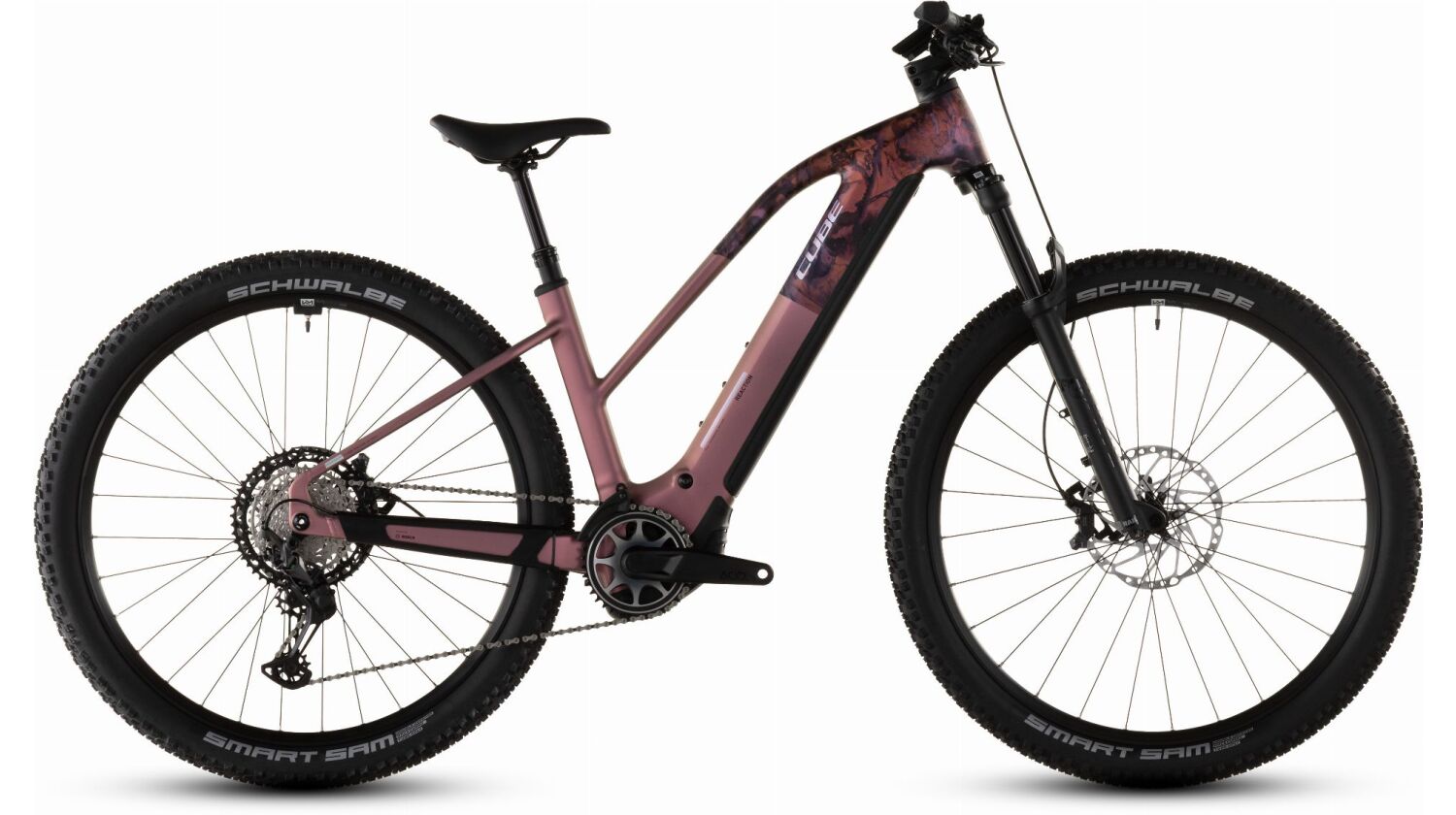Cube Reaction Hybrid SLX 800 Wh E-Bike Hardtail Trapeze shiftblush´n´art