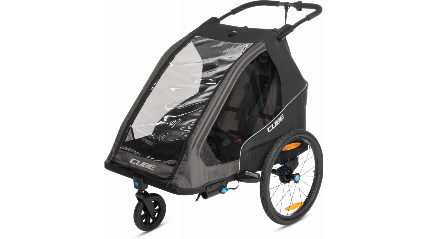 Cube Kinder Fahrradanhänger Double PURE black´n´grey