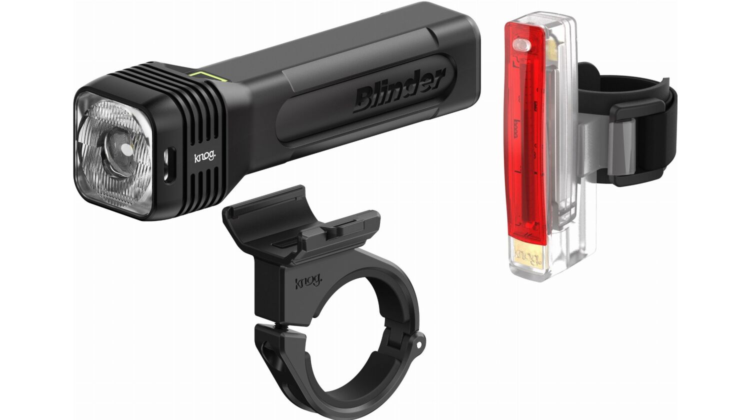 Knog Blinder 80 Lux + Plus Twinpack StVZO Beleuchtungsset inkl. Lenkerhalterung schwarz