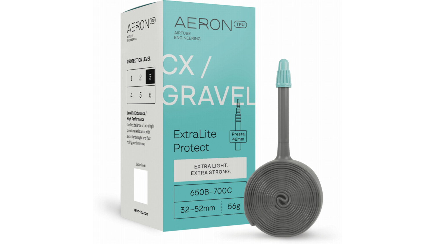 Aeron/TPU CX/Gravel - ExtraLite Protect 32-52 mm Schlauch 27,5"-28" black Ventil SV