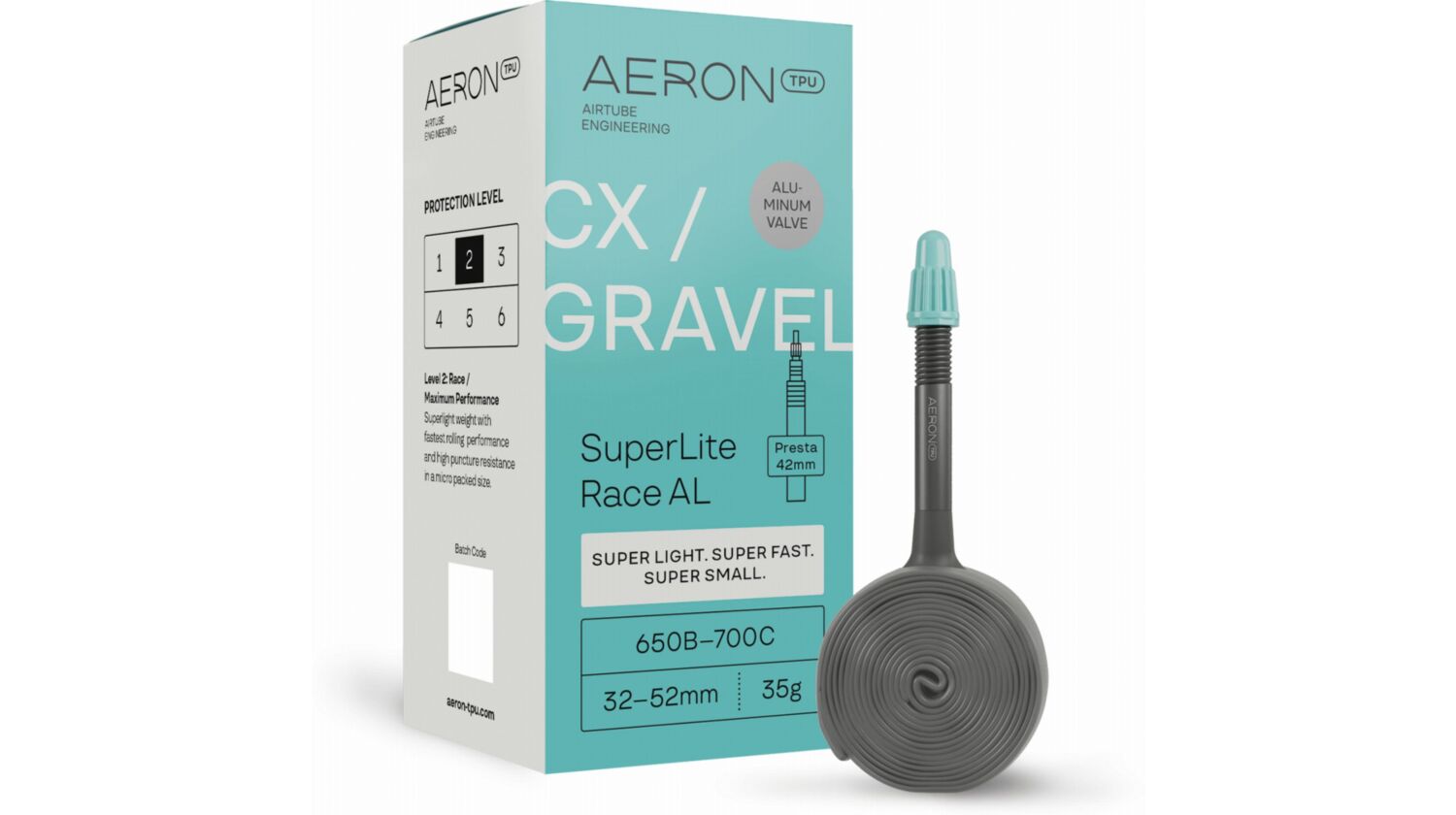 Aeron/TPU CX/Gravel - SuperLite Race AL 32-52 mm Schlauch 27,5"-28" black Ventil SV