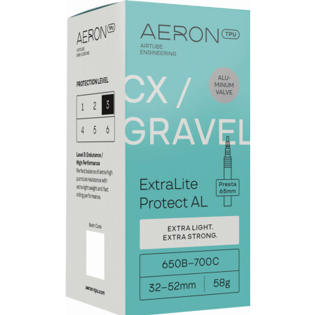 Aeron/TPU CX/Gravel - ExtraLite Protect AL 32-52 mm Schlauch 27,5"-28" black Ventil SV 65 mm