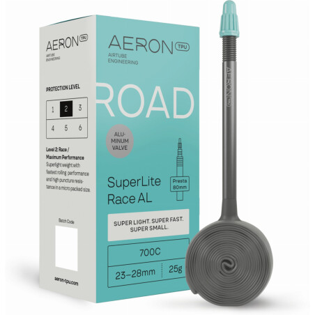 Aeron/TPU Road - SuperLite Race AL 23&ndash;28 mm Schlauch 28" black Ventil SV