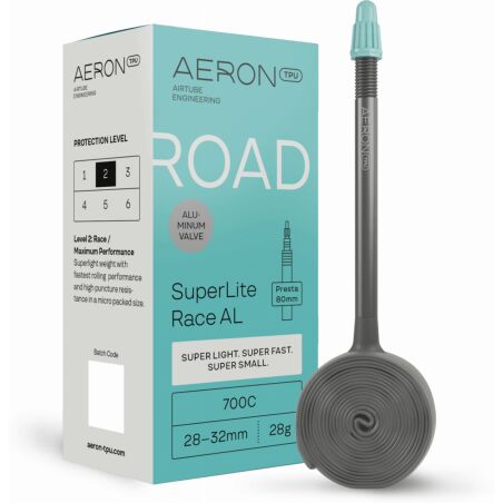 Aeron/TPU Road - SuperLite Race AL 28-32 mm Schlauch 28" black Ventil SV