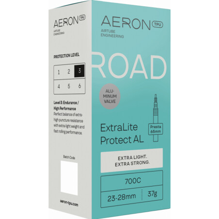 Aeron/TPU Road - ExtraLite Protect AL 23-28 mm Schlauch 28" black Ventil SV 65 mm