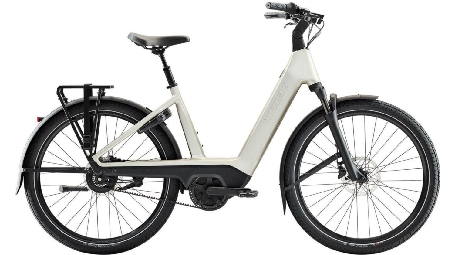 Trek Charter+ 4 Enviolo Belt Lowstep 800 Wh E-Bike Wave 27,5" lunar silver