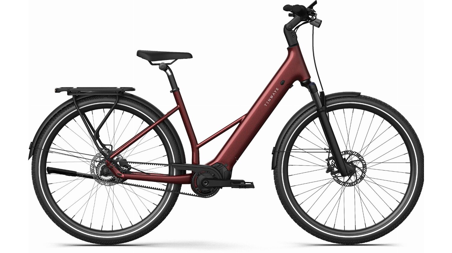 Tenways AGO AIR Belt 560 Wh E-Bike Wave 28" welvet red 46 cm