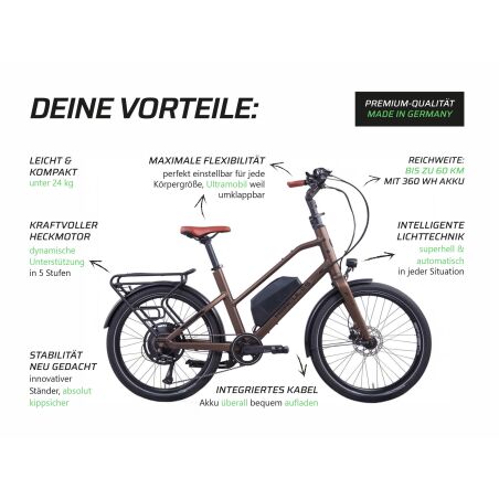 Hercules Urbanico Compact 8 360 Wh E-Kompaktrad 24"...