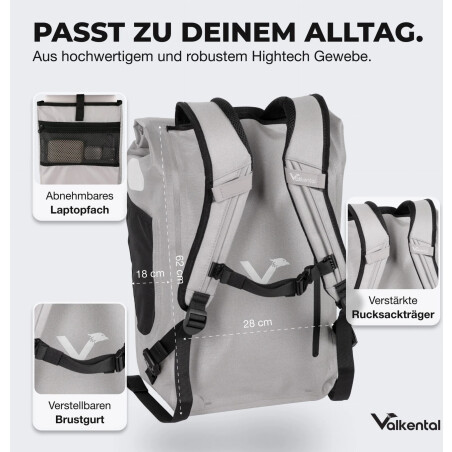 Valkental UrbanX 2.0 2in1 Fahrradtasche &amp; Rucksack f&uuml;r die Stadt 28 L