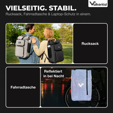 Valkental UrbanX 2.0 2in1 Fahrradtasche &amp; Rucksack f&uuml;r die Stadt 28 L