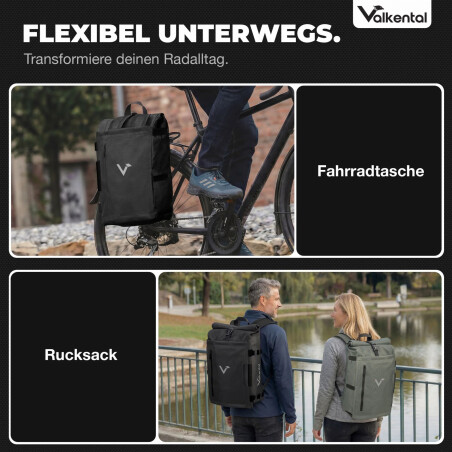 Valkental TrailX 2in1 Fahrradtasche &amp; Rucksack f&uuml;r jeden Untergrund 28 L