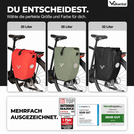 Valkental Bike Bag gro&szlig;e &amp; wasserdichte Gep&auml;cktr&auml;gertasche inkl. Umh&auml;ngegurt reflective
