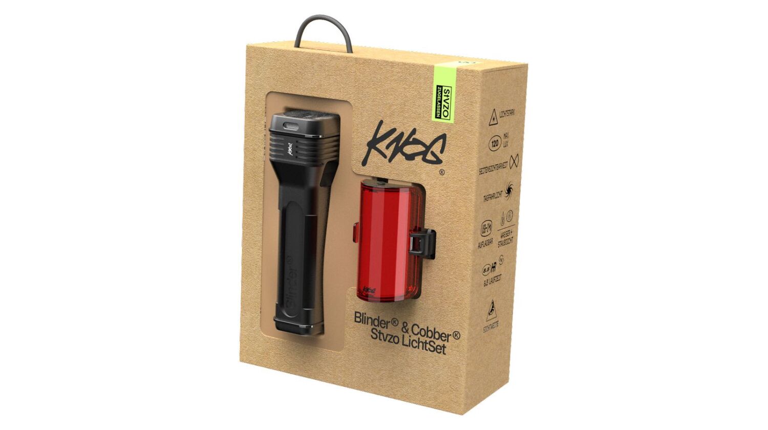Knog Blinder 120 Lux + Twinpack StVZO Beleuchtungsset inkl. Lenkerhalterung schwarz