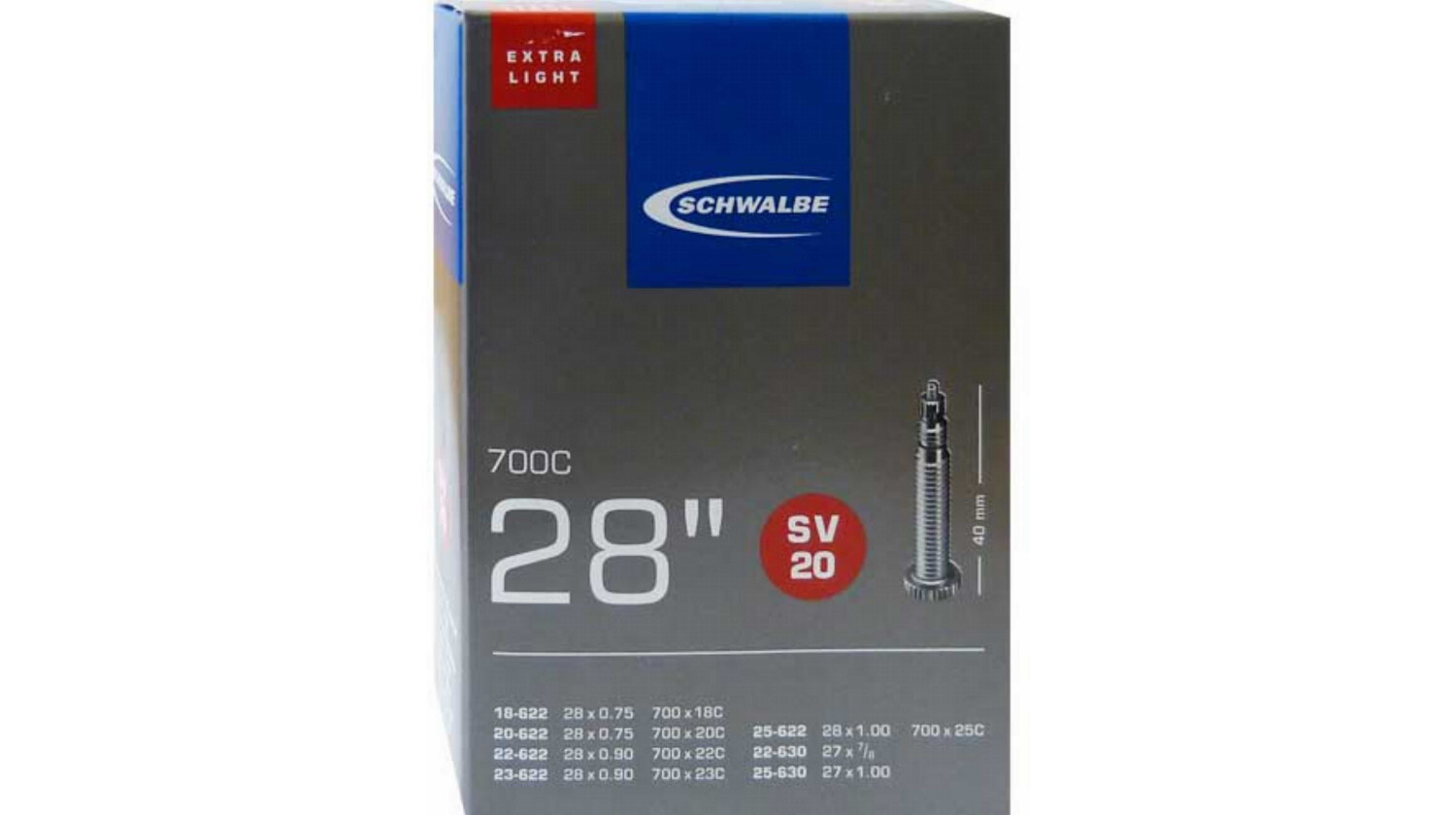 Schwalbe Nr.20 Extralight Schlauch 28 SV 40mm
