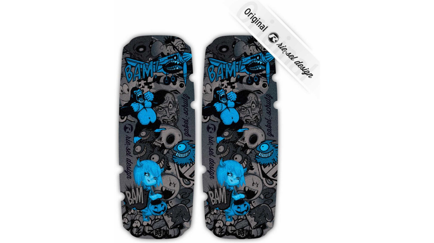 rie:sel gabelschu:tz Gabelschutz Stickerbomb ultrablack blue
