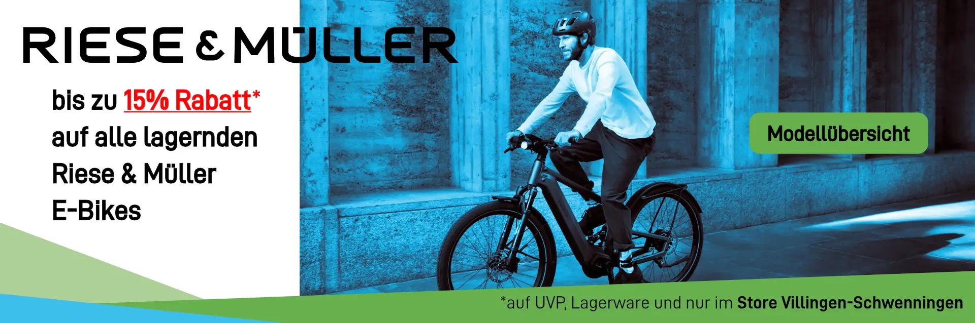 15% Rabatt auf alle Riese & Müller eBikes- Sonderaktion nur im Geschäft Die Fahrrad-Kette in Villingen-Schwenningen gültig