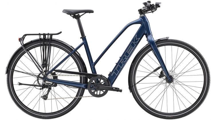 Trek FX+ 2 Stagger LT 250 Wh E-Bike Trapez 28 satin mulsanne blue